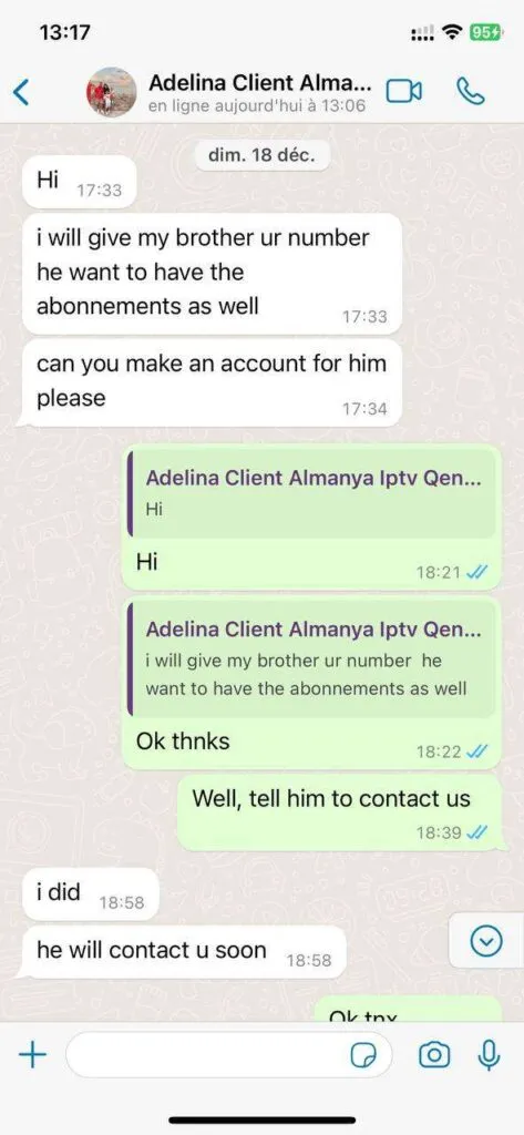 WhatsApp customer feedback chat screenshot 5 confirming stream stability